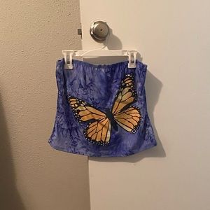 ❤️ Blue Marble Butterfly Strapless Tube Top